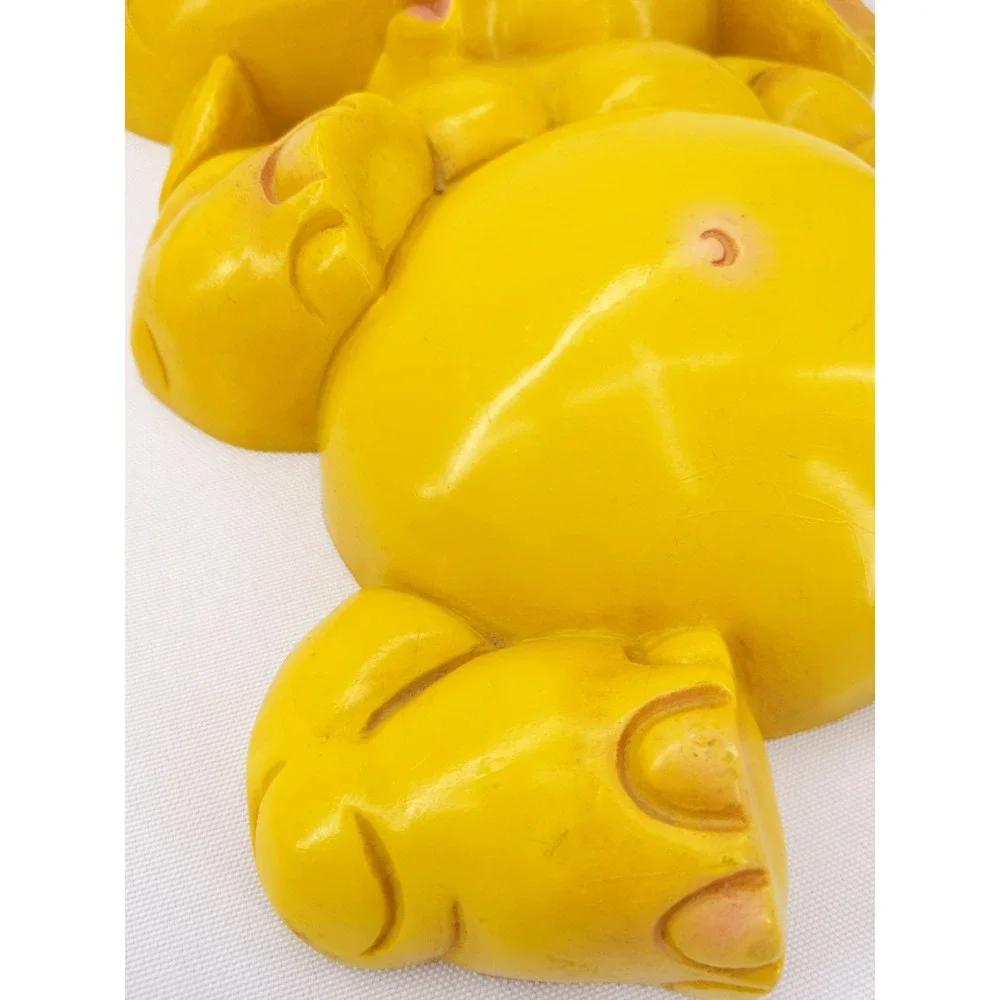 Homco Wall Plaques Yellow Vintage 1973 Elephant Nursery Decor Set of 2